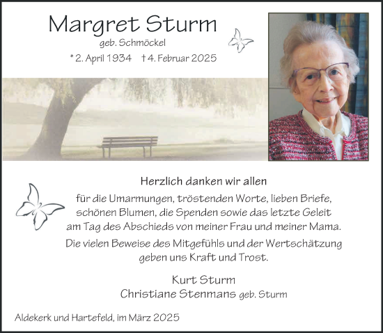 Traueranzeige von Margret Sturm von NNA