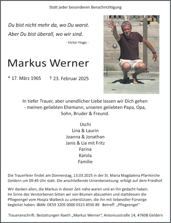 Traueranzeige von Markus Werner von NNA