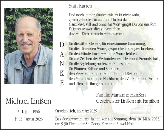 Traueranzeige von Michael Linßen von NNA