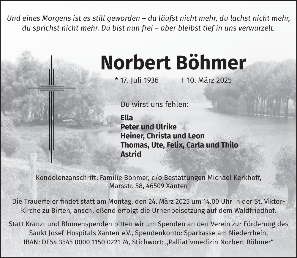  Traueranzeige für Norbert Böhmer vom 19.03.2025 aus NNA