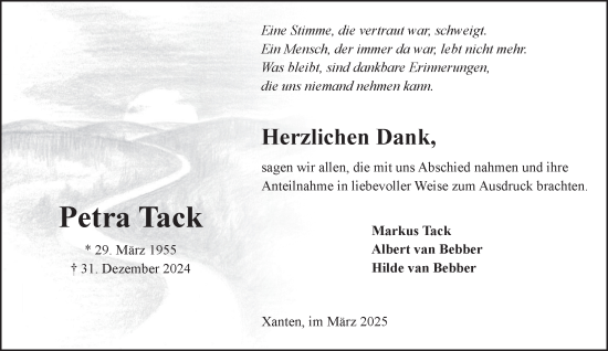 Traueranzeige von Petra Tack von NNA