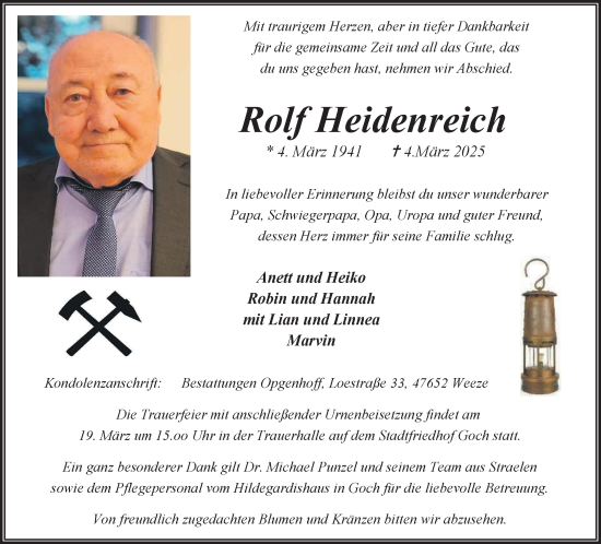 Traueranzeige von Rolf Heidenreich von NNA