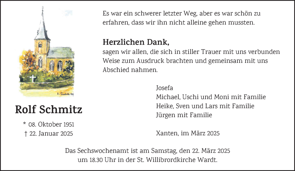  Traueranzeige für Rolf Schmitz vom 15.03.2025 aus NNA