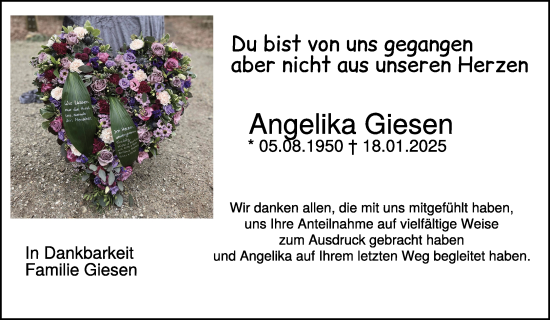 Traueranzeige von Angelika Giesen von NNA