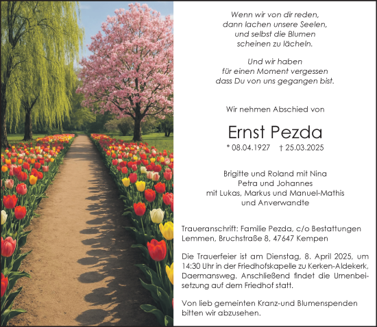 Traueranzeige von Ernst Pezda von NNA