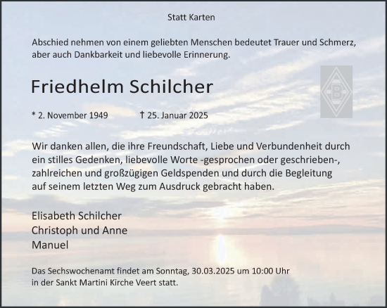 Traueranzeige von Friedhelm Schilcher von NNA