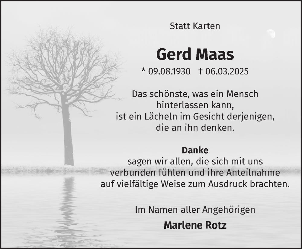  Traueranzeige für Gerd Maas vom 05.04.2025 aus NNA