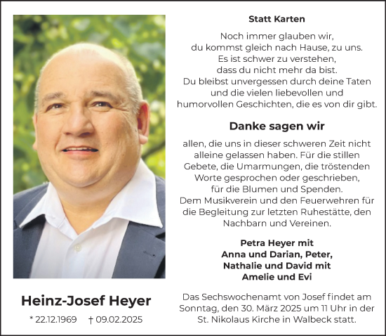 Traueranzeige von Heinz-Josef Heyer von NNA