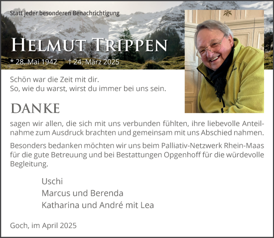 Traueranzeige von Helmut Trippen von NNA