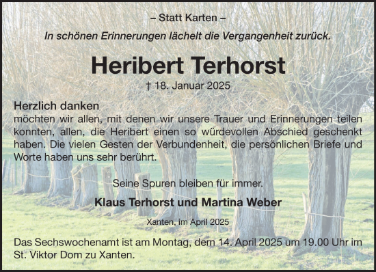 Traueranzeige von Heribert Terhorst von NNA