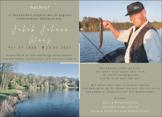 Traueranzeige von Jakob Johann Wans von NNA