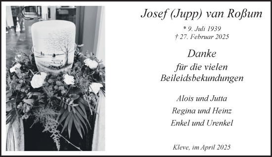 Traueranzeige von Josef van Roßum von NNA