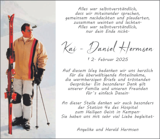 Traueranzeige von Kai - Daniel Hermsen von NNA