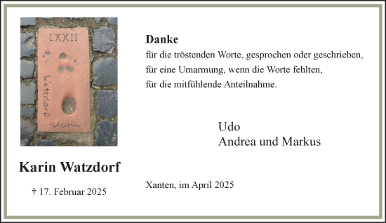 Traueranzeige von Karin Watzdorf von NNA