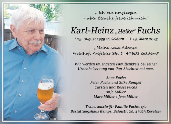 Traueranzeige von Karl-Heinz Fuchs von NNA