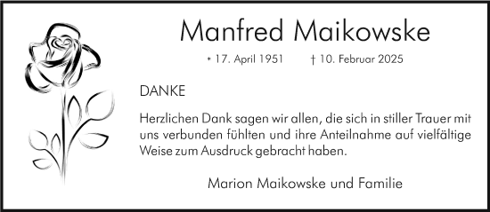 Traueranzeige von Manfred Maikowske von NNA