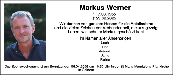 Traueranzeige von Markus Werner von NNA