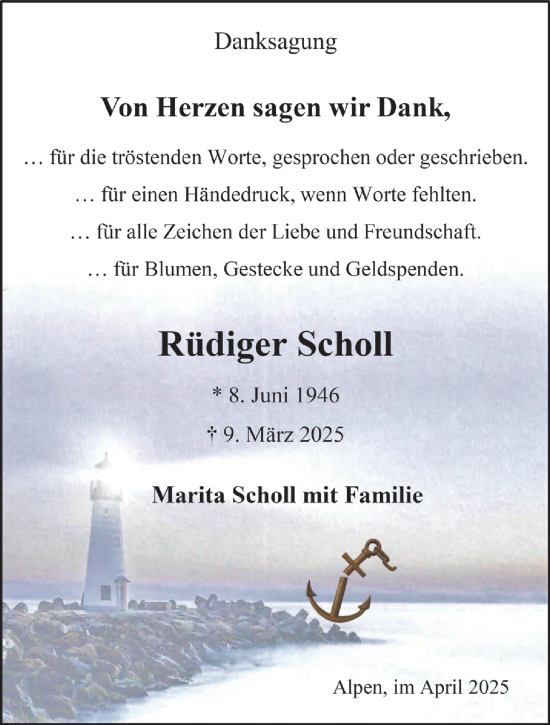 Traueranzeige von Rüdiger Scholl von NNA