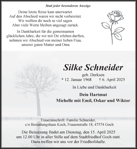 Traueranzeige von Silke Schneider von NNA