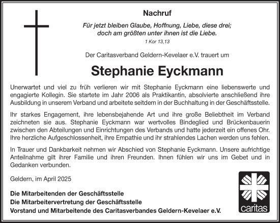 Traueranzeige von Stephanie Eyckmann von NNA