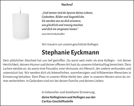 Traueranzeige von Stephanie Eyckmann von NNA