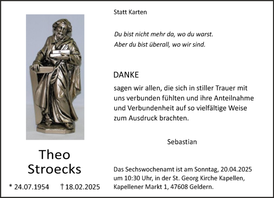 Traueranzeige von Theo Stroecks von NNA