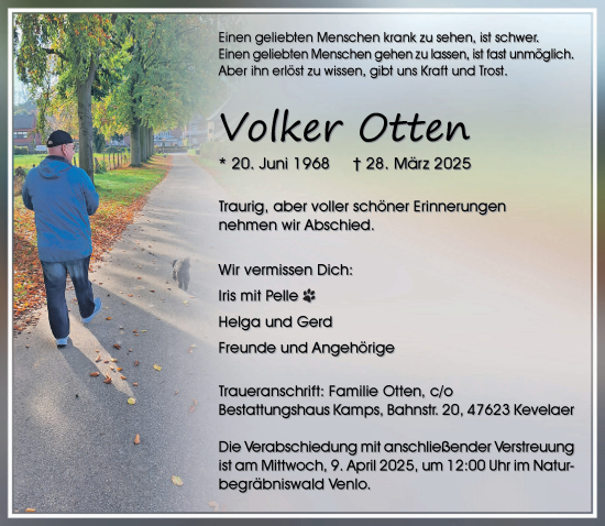 Traueranzeige von Volker Otten von NNA