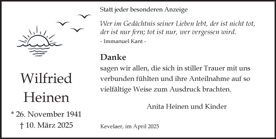 Traueranzeige von Wilfried Heinen von NNA