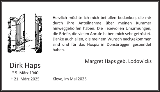 Traueranzeige von Dirk Haps von NNA