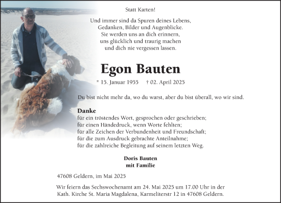 Traueranzeige von Egon Bauten von NNA