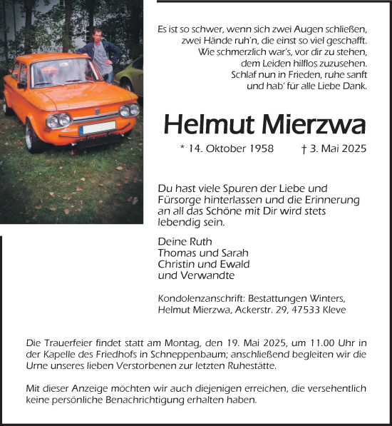 Traueranzeige von Helmut Mierzwa von NNA