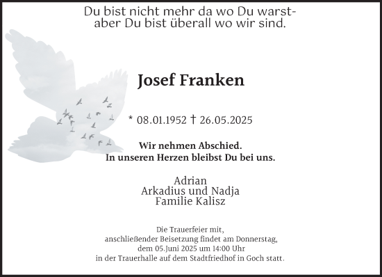 Traueranzeige von Josef Franken von NNA
