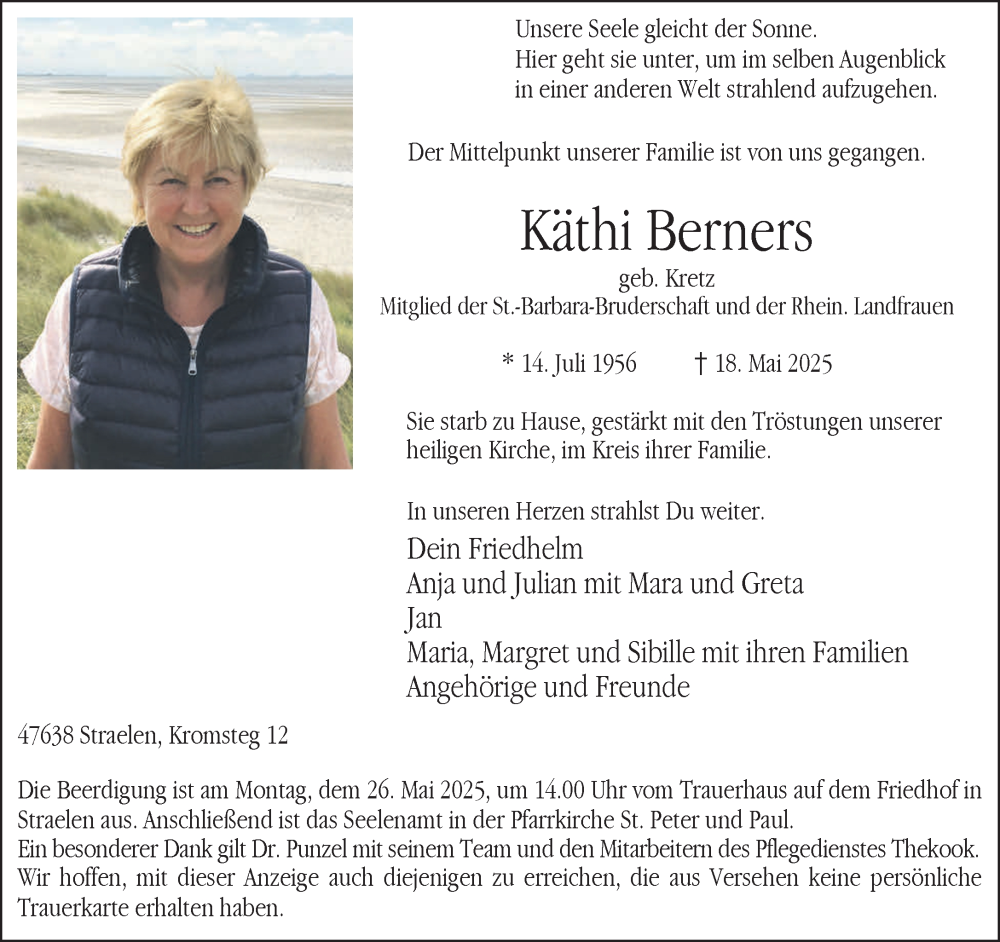  Traueranzeige für Käthi Berners vom 24.05.2025 aus NNA