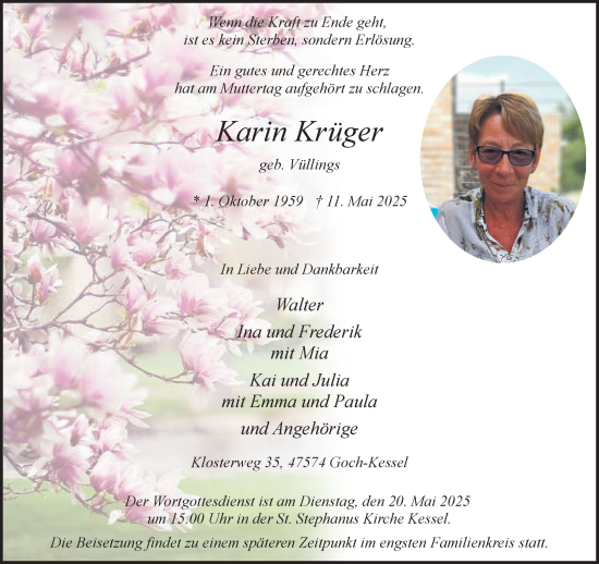Traueranzeige von Karin Krüger von NNA