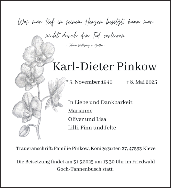 Traueranzeige von Karl-Dieter Pinkow von NNA