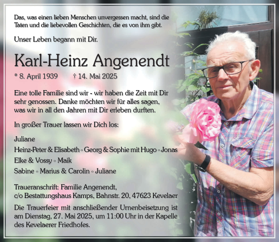 Traueranzeige von Karl-Heinz Angenendt von NNA