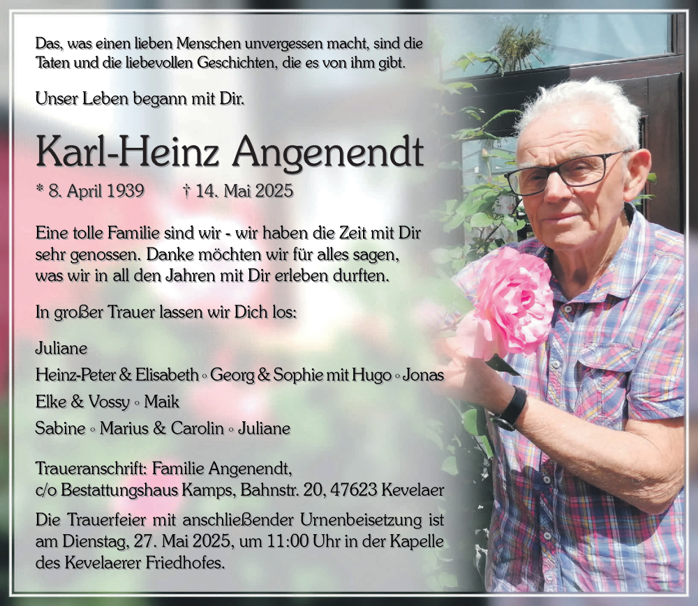  Traueranzeige für Karl-Heinz Angenendt vom 24.05.2025 aus NNA