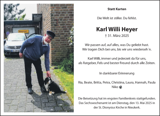 Traueranzeige von Karl Willi Heyer von NNA