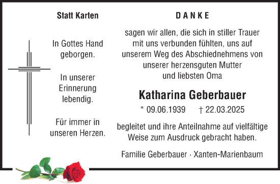 Traueranzeige von Katharina Geberbauer von NNA
