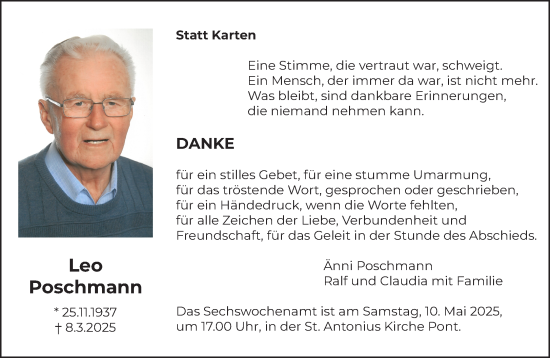 Traueranzeige von Leo Poschmann von NNA