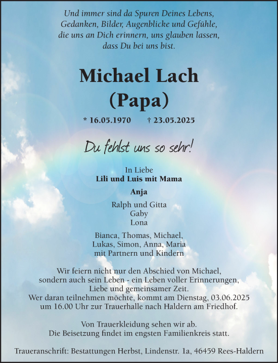 Traueranzeige von Michael Lach von NNA