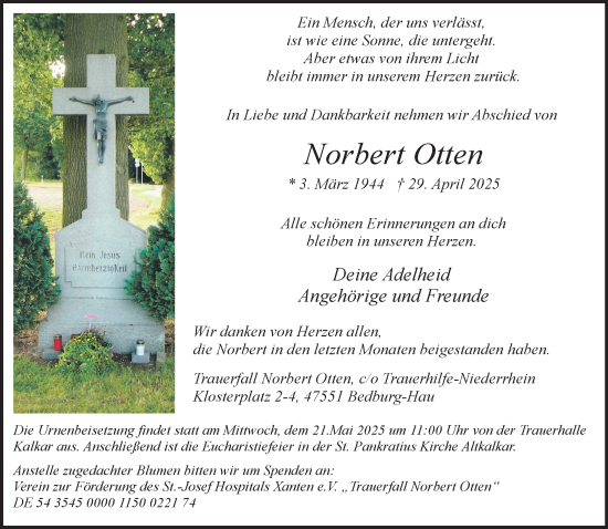 Traueranzeige von Norbert Otten von NNA
