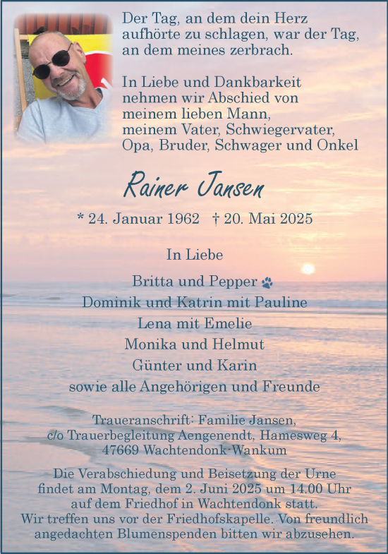 Traueranzeige von Rainer Jansen von NNA