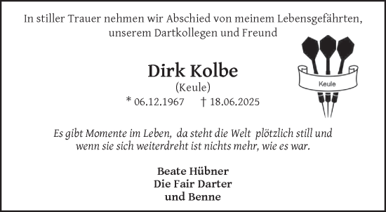 Traueranzeige von Dirk Kolbe von NNA
