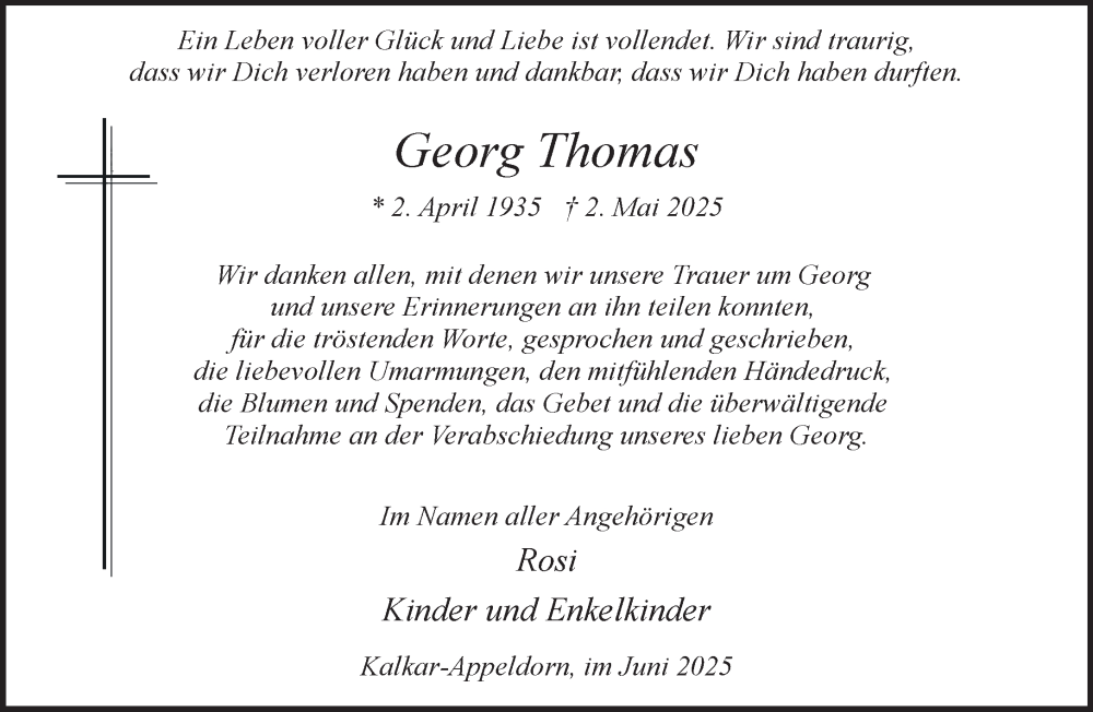  Traueranzeige für Georg Thomas vom 28.06.2025 aus NNA