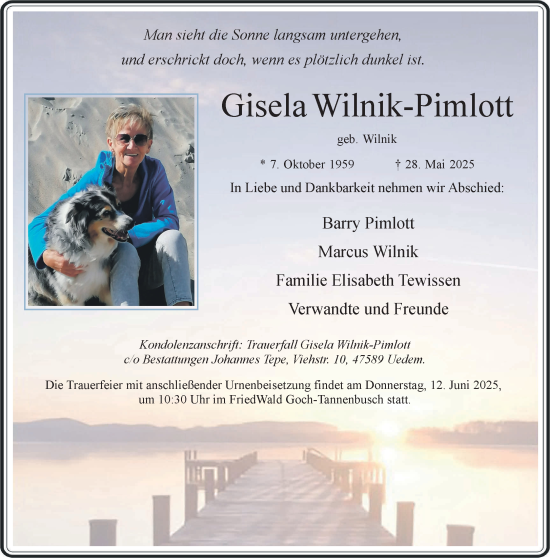 Traueranzeige von Gisela Wilnik-Pimlott von NNA