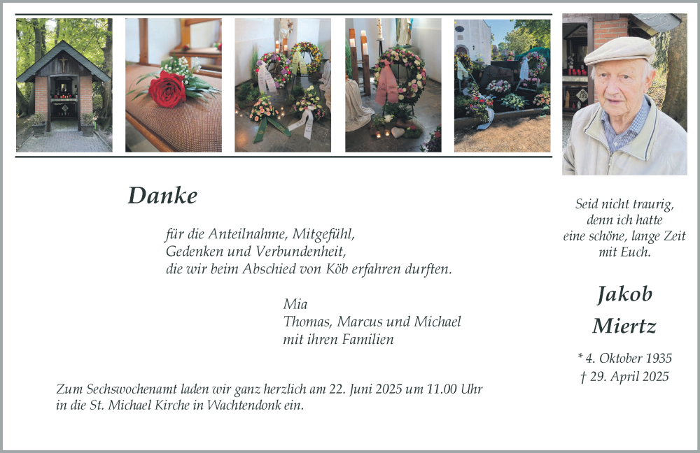  Traueranzeige für Jakob Miertz vom 14.06.2025 aus NNA