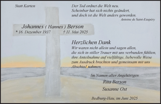 Traueranzeige von Johannes Berson von NNA