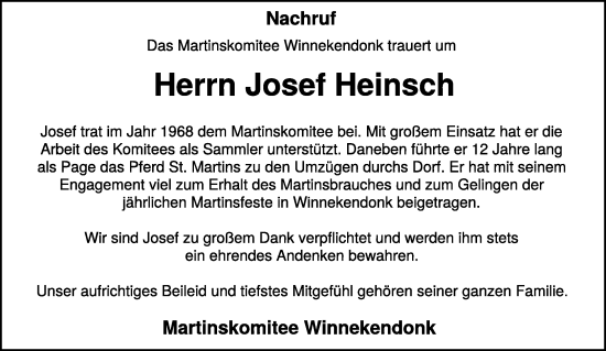 Traueranzeige von Josef Heinsch von NNA