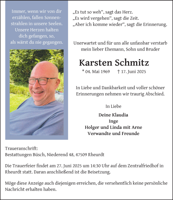 Traueranzeige von Karsten Schmitz von NNA